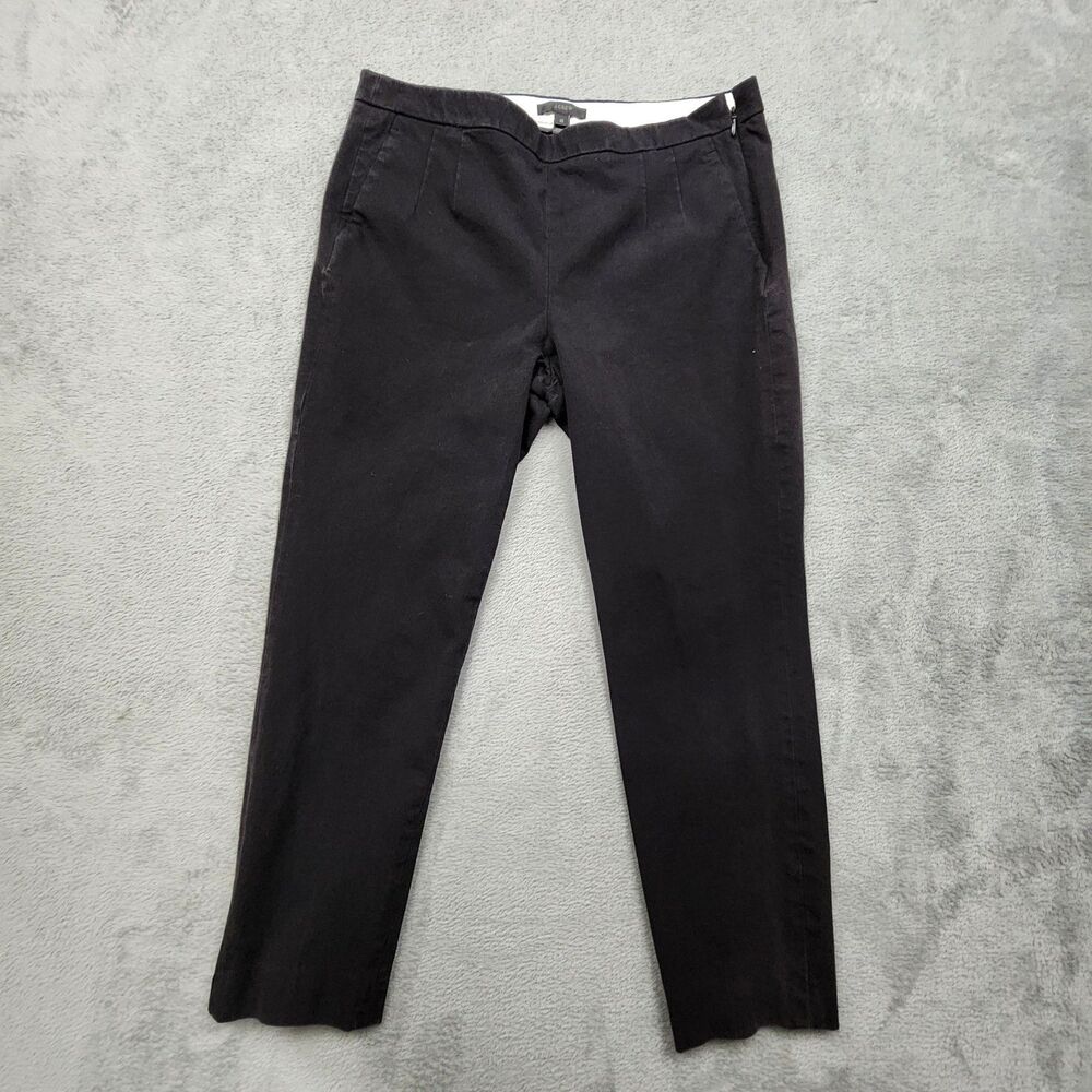J Crew Womens 10 Black Dress Pants Side Zip Cotton Blend Slim Straight Leg